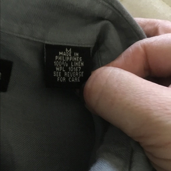 Men’s Long Sleeve Grey/Green Linen shirt. - Picture 3 of 4